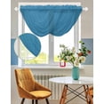 thumbnail image 3 of Blue Sheer Waterfall Valance Curtains for Window, Modern Pure Wave Ride Rod Pocket Sheer Topper Swag Curtains for Living Room, Kitchen 38.5"W x 47.2"L, 1 Panel, 3 of 7