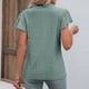 thumbnail image 4 of Blusa de verano verde oscuro, corte holgado, detalle de ojales, talla XL, escote en V, mangas con volantes, 4 of 6