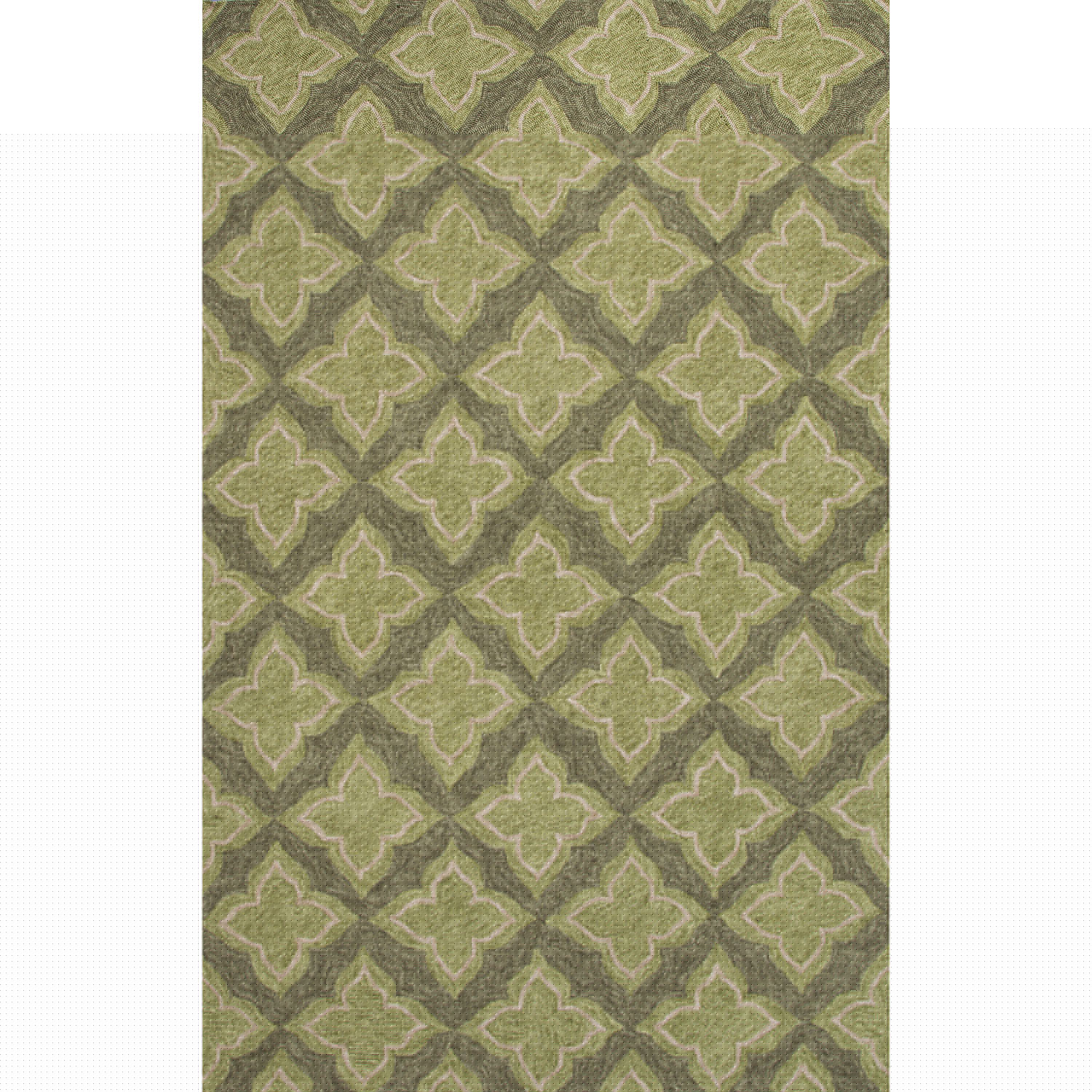 Indoor/Outdoor Coastal Pattern Green/Taupe Polyester Area Rug (5x7.6