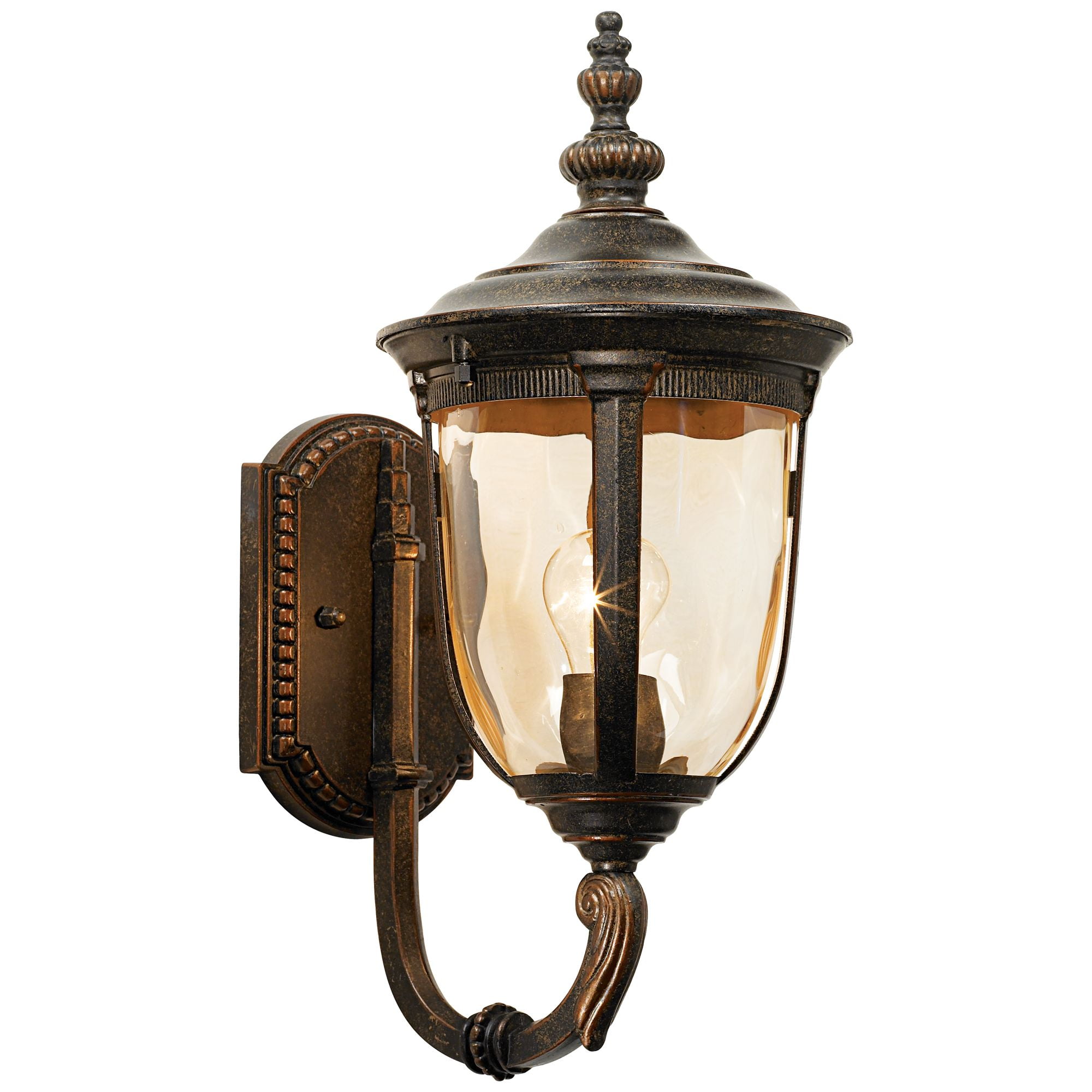 John Timberland Bellagio Rustic Vintage Outdoor Wall Light Fixtures Set of 2 Veranda Bronze Metal 16 1/2" Champagne Glass for Post Exterior