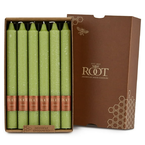 ROOT Candles Unscented Timberline™ Arista Taper Candles, 9-Inch Tall, Box of 12, Color: Willow