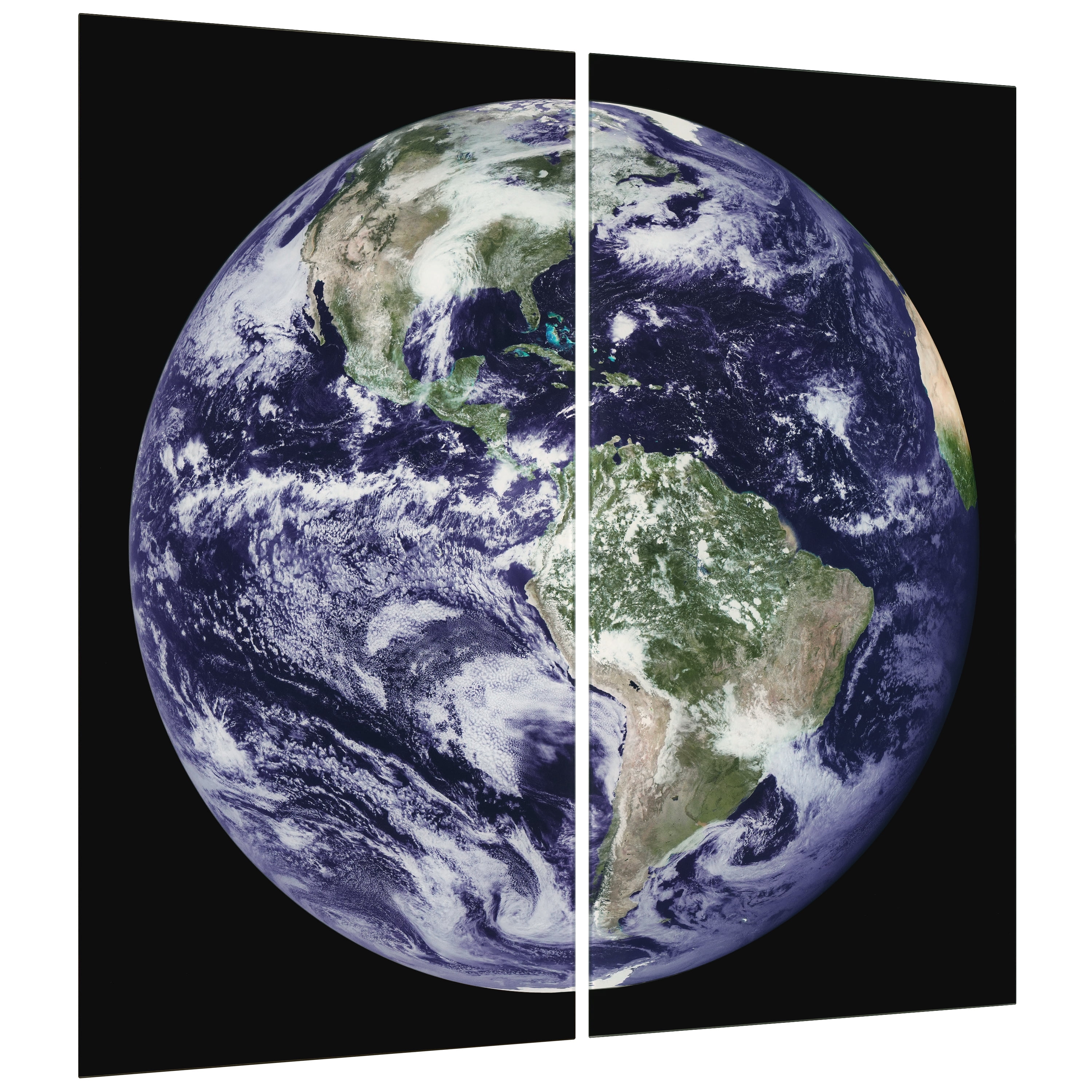 "Terra" Oversized 72"x 36" Frameless Free-Floating Reverse Printed Tempered Art Glass Panels Set