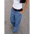 thumbnail image 3 of Women High Waist Wide Leg Pants, Loose Fit Long Trousers with Pockets for Daily Office Commute, 3 of 6