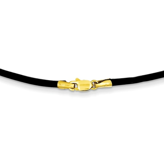 14K Yellow Gold necklace Cord & Leather 18 in 2 mm