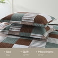 thumbnail image 6 of Bedduvit King Size Quilt Set - 100% Cotton Green Brown Beige Farmhouse Patchwork Plaid Bedspread Quilt for King Bed, Lightweight Breathable Soft 3-Piece Spring/Summer Quilt Gift for Home - 98"x106", 6 of 11