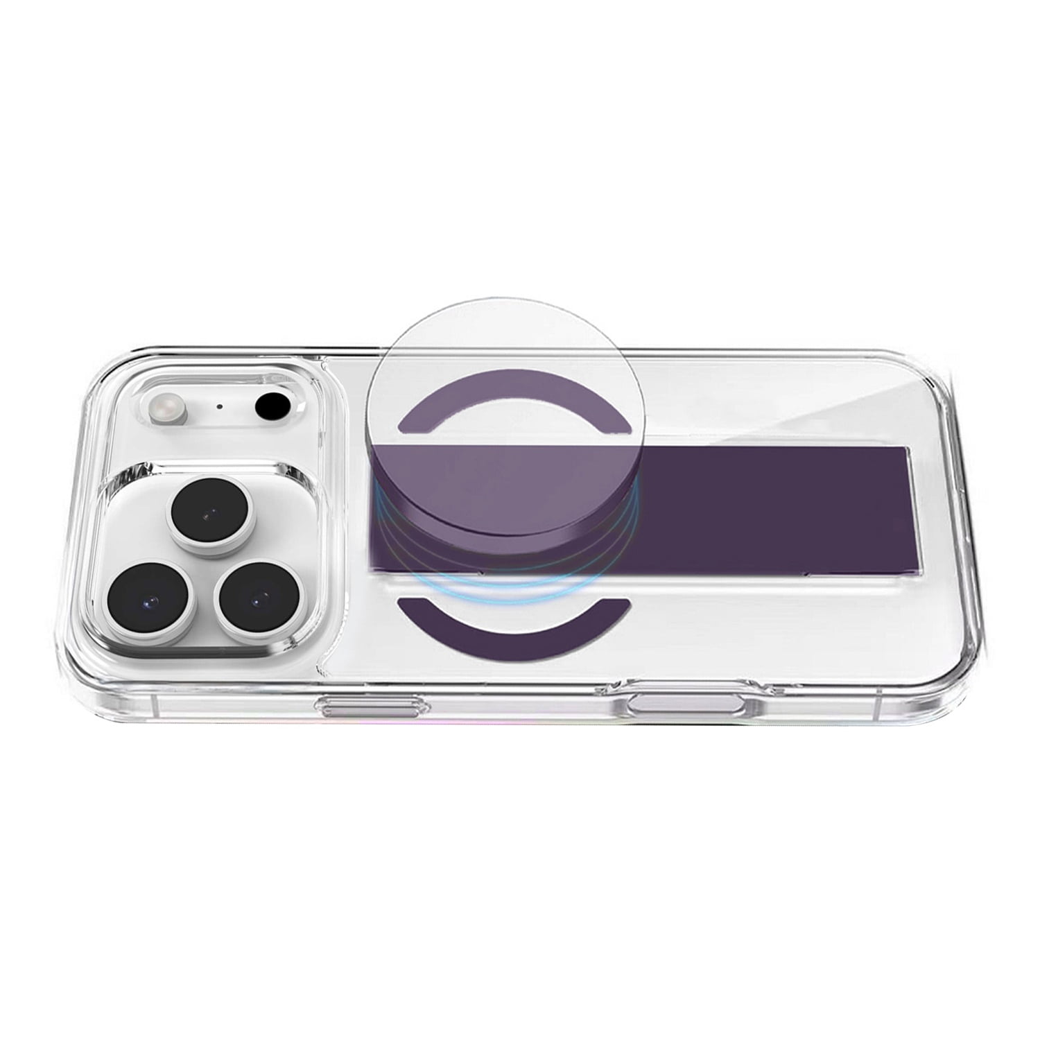 Hard Transparent Phone Case with Built-In MagGrip for iPhone 17 Pro Max - Purple