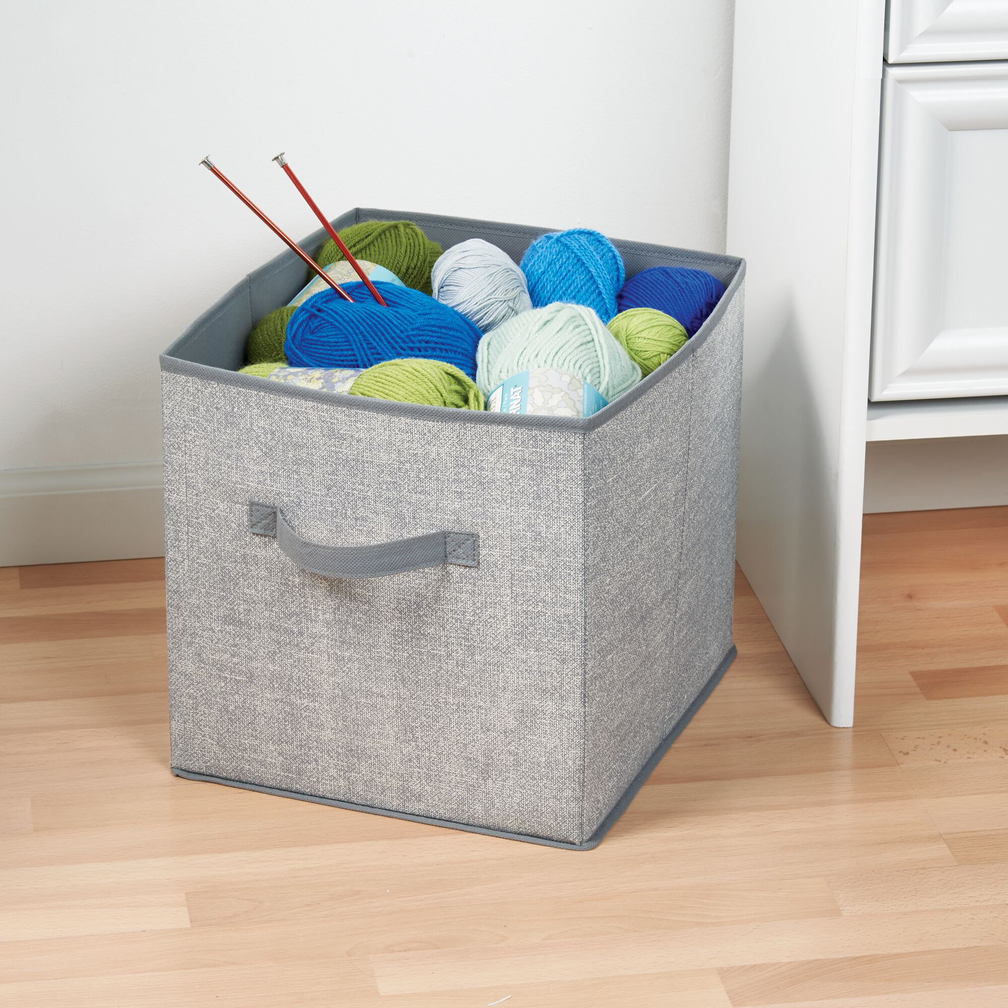 mDesign Soft Fabric Nursery Organizer Bin with Front Handle, 8 Pack - Gray