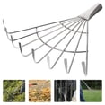 thumbnail image 3 of Stainless Steel Rake Leaf Rake Fallen Leaves Rake Garden Lawn And Yard Metal Rake, 3 of 9
