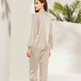 thumbnail image 4 of spring floral pajama sets for women long sleeve cotton sleepwear with pants Women's Satin Solid Long Sleeve Pajama Set Comfort Loungewear, 4 of 4