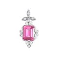 thumbnail image 2 of Mauli Jewels Engagement Necklace for Women 1.60 Carat Emerald Shaped Pink Topaz and Diamond Pendant 4-prong 10K White Gold|Silver Chain, 2 of 4
