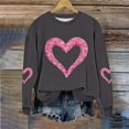 thumbnail image 5 of GuzomFashion Valentine's Day Womens Casual Glitter Heart Print Long Sleeve - Oversized Crew Neck Comfy Polyester Dark Gray Pullover,Size XL, 5 of 5