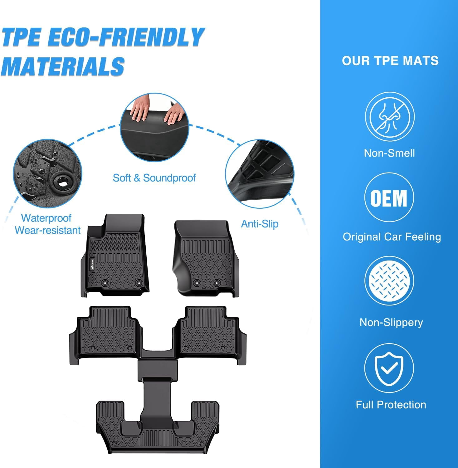 Nilight Waterproof Custom-fit Heavy-duty Floor Mats for Jeep Grand Cherokee L 2021-2025
