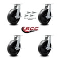 thumbnail image 2 of 10 Inch Heavy Duty Phenolic Wheel Caster Set with Brakes and Swivel Locks Set 4, 2 of 2
