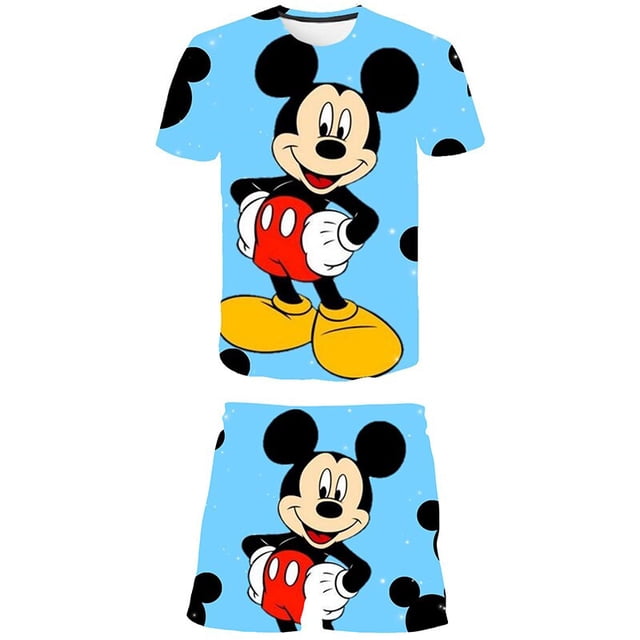 Nuevo verano bebé Mickey ropa traje niños moda niños niñas dibujos animados camiseta pantalones cortos 2 uds conjunto ropa Casual niños Tracksuits12T Gao Jinjia LED
