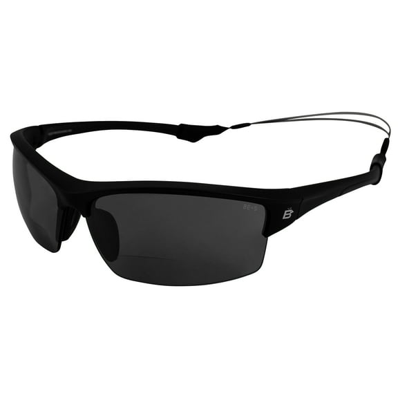 Birdz Eyewear Wave Bifocal Polycarbonate Polarized Fishing Safety Sunglasses ANSI Z87.1 Black Frame w/Smoke Lenses ( 1.5)