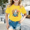 thumbnail image 2 of LUOGENLI T-shirts Easter Children's Cute Rabbit Easter Egg Casual T Shirt Trendy Easter Tops For Girls Yellow 140, 2 of 4