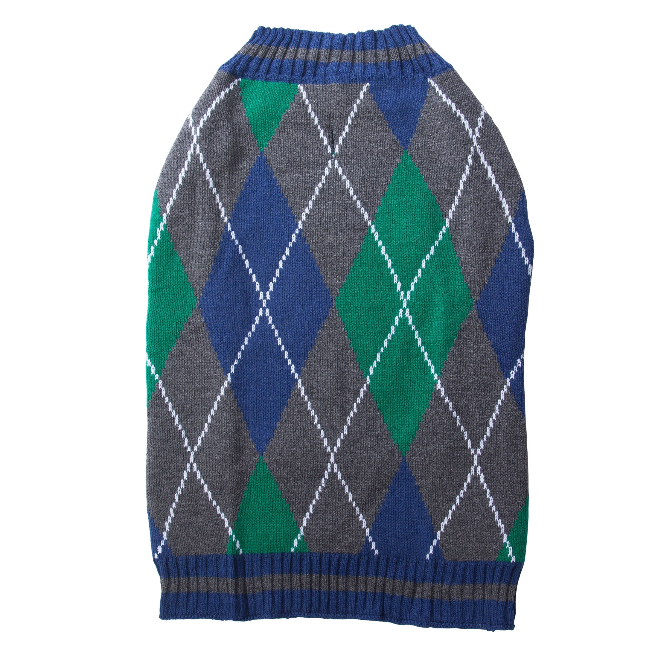Vibrant Life Dog Sweater Argyle Green-Medium