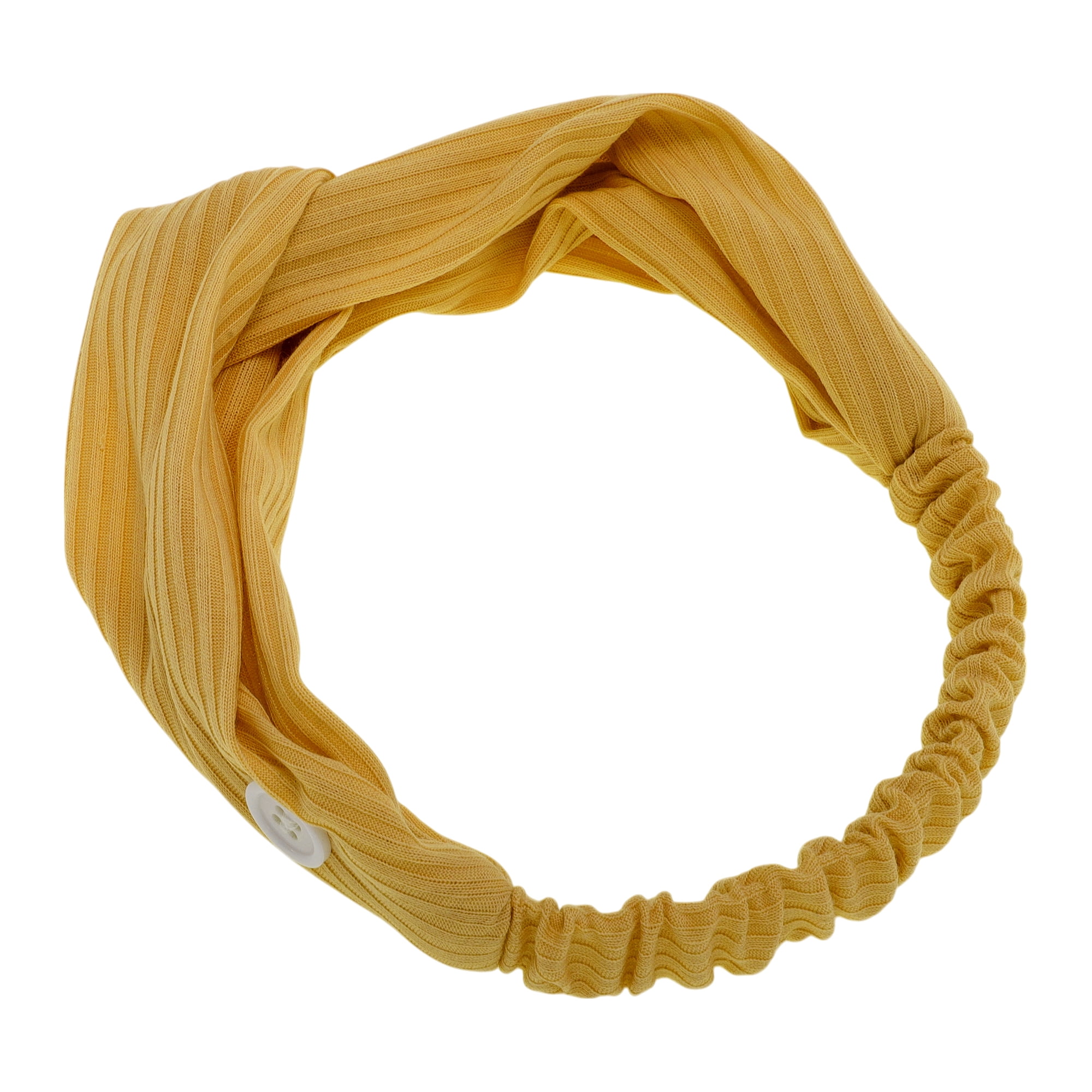 Unique Bargains Button Stripe Elastic Headwrap 1 Pc Ginger