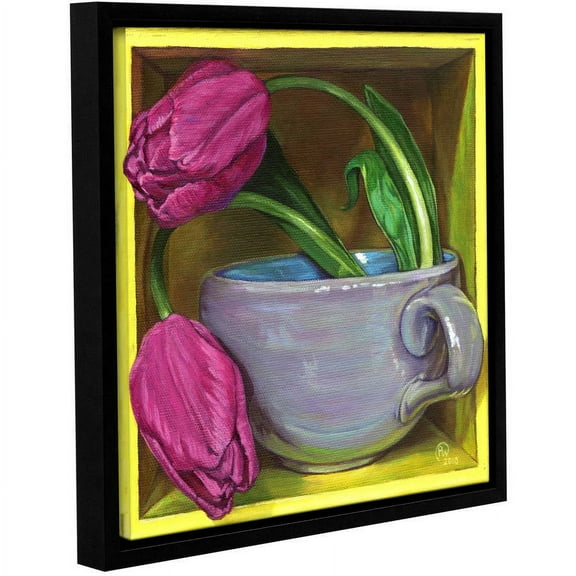 ArtWall Paige Wallis "Tea & Tulips" Gallery-wrapped Floater-framed Canvas