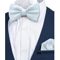 thumbnail image 4 of Men's Light Blue Bow Tie with Handkerchief Set Pre-Tied Style Formal Satin Classic Bowtie for Tuxedo Faux Silk, by Adam Young (Large, Pastel Blue), 4 of 5
