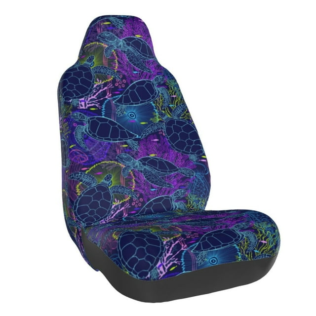 Wukai Turtles Full Set Car Seat Covers with Soft Padding Universal Auto Front Seats Protector and Cushion Mat