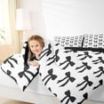 thumbnail image 3 of jejeloiu Black Lovely Bow 7pcs Bedding Comforter Set,Cute Cartoon Bowtie Queen Bedding Sets For Girls Reversible, 3 of 8