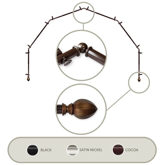 Contemporary Home Living 263" Chocolate Brown Solid Contemporary 6-Sided Bay Window Curtain Rod