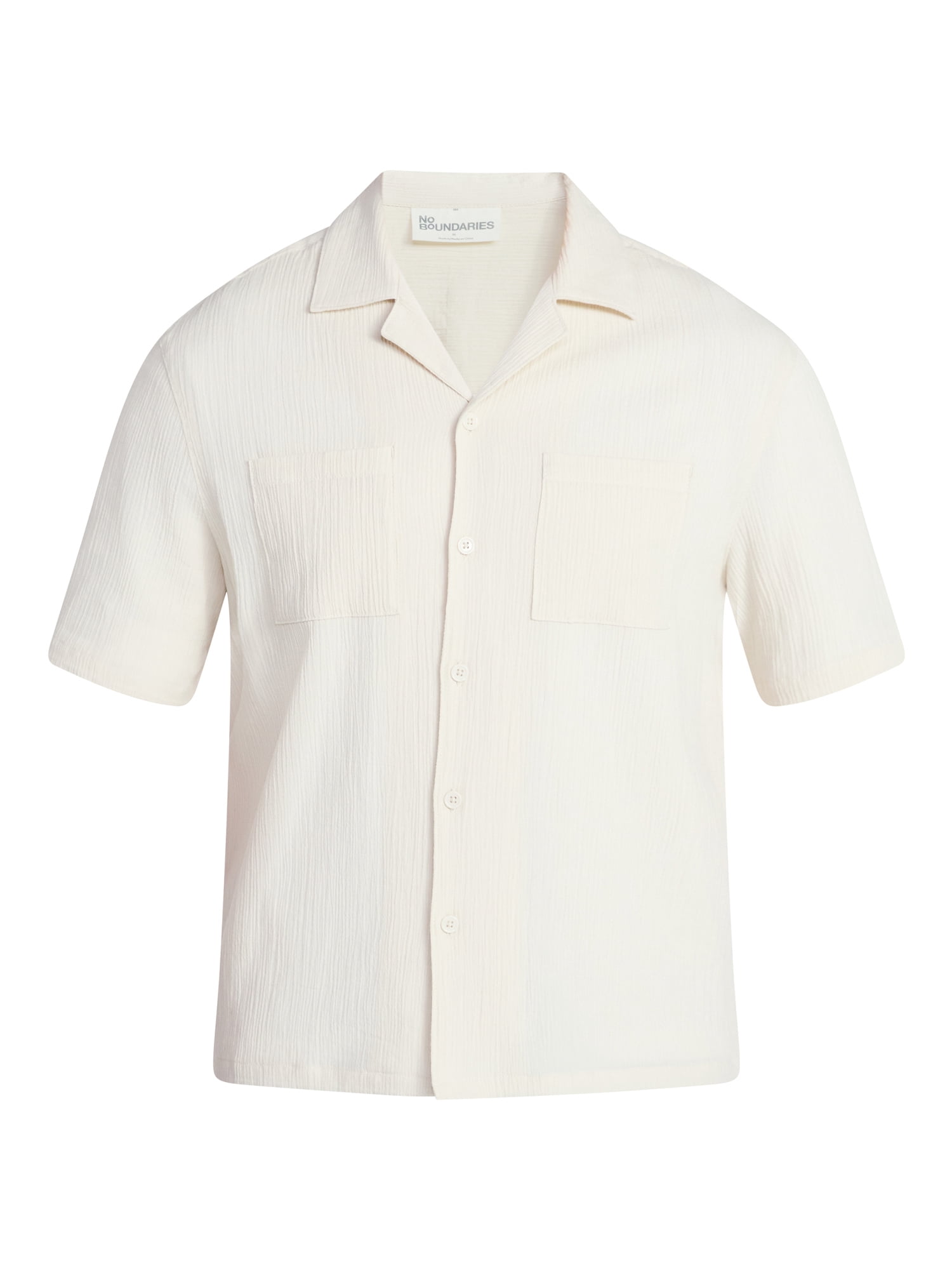 No Boundaries Men's Textured Woven Shirt with Short Sleeves, Sizes XS-4XLT
