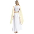 thumbnail image 2 of LiiYii Woman's Greek Athenian Roman Toga Outift Ruffles Cape Maxi Praise Dance Dress Robe Champagne XXL, 2 of 7