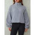 thumbnail image 4 of xiaxaixu Women's Spring Autumn Loose Sweatshirt Solid Color Long Sleeve Half Zip Up Pullover, 4 of 9