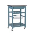 thumbnail image 4 of Linon Natalie Wood Stainless Steel Top Kitchen Cart in Blue, 4 of 15
