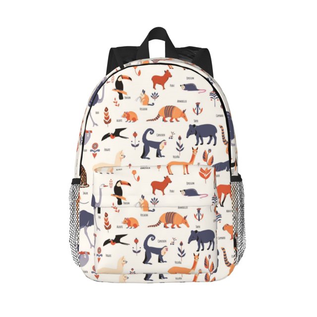 Lukts South American Animals Pattern 15 Inch Student Backpack, Waterproof Laptop Backpack with Adjustable Shoulder Straps, Lightweight Travel, Campus Backpack, Unisex