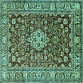 thumbnail image 1 of Ahgly Company Machine Washable Indoor Square Persian Turquoise Blue Traditional Area Rugs, 5' Square, 1 of 4
