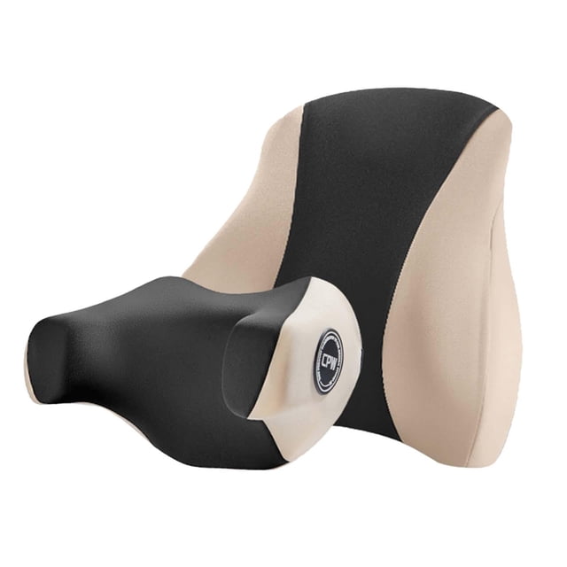 Juego de almohadas de soporte para el cuello del coche, cojín de asiento de almohada , diseño ergonómico, suave, soporte para Beige