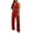 Red, variant on Wyongtao Women's Summer Spaghetti Straps V Neck Smocked Wide Leg Jumpsuits Rompers With Button Belt Yellow XL