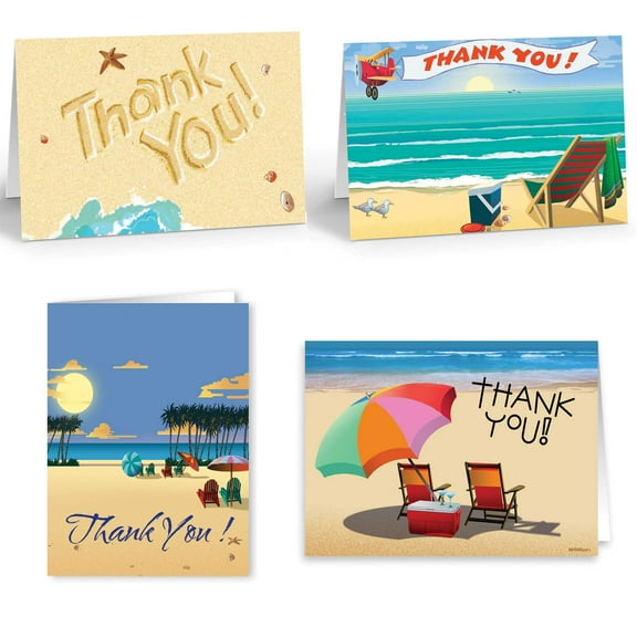 Beach Note Cards Assorted Pack- 12 Beach Note Cards Per Box - Beach Variety Set