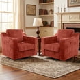 thumbnail image 3 of COOLHUT Swivel Accent Chair, Linen Fabric Modern Upholstered Armchair with Plump Back Pillow, Comfort Barrel Reading Chair for Living Room Bedroom, Brown, 3 of 11