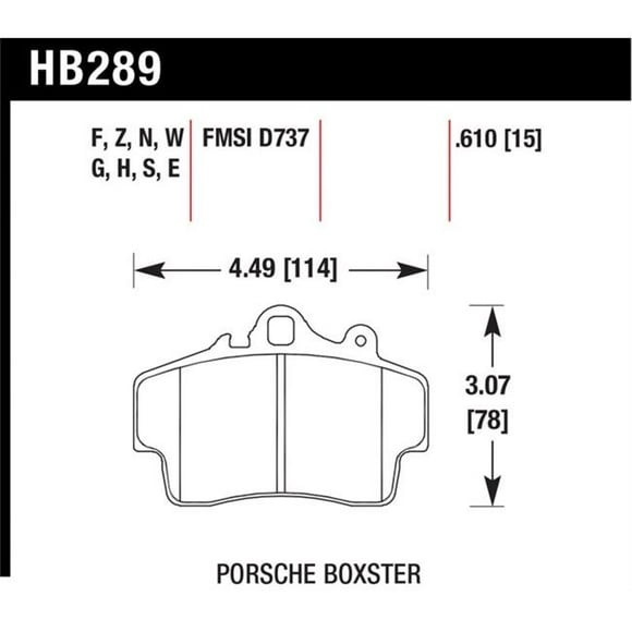 Hawk Performance HB289G.610 Plaquettes de Frein avant Composées pour 97-08 Porsche Boxster DTC-60