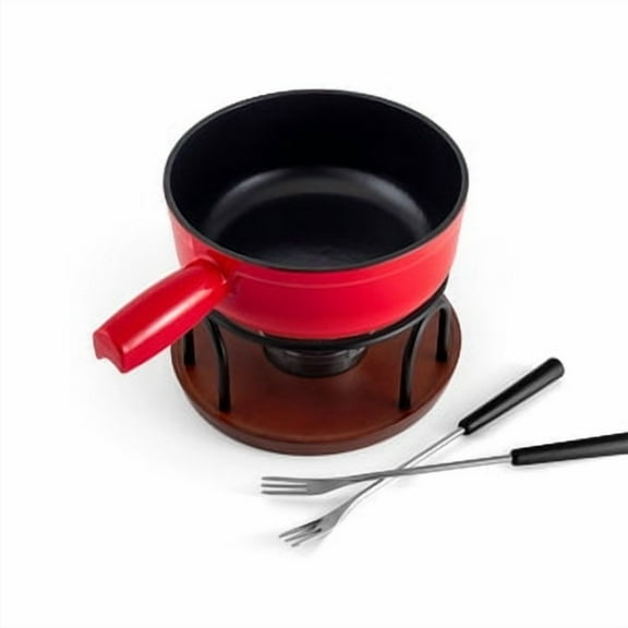 Swissmar Ticino 9 Piece Cast Iron Fondue 9 Piece Set 2 Quart Red