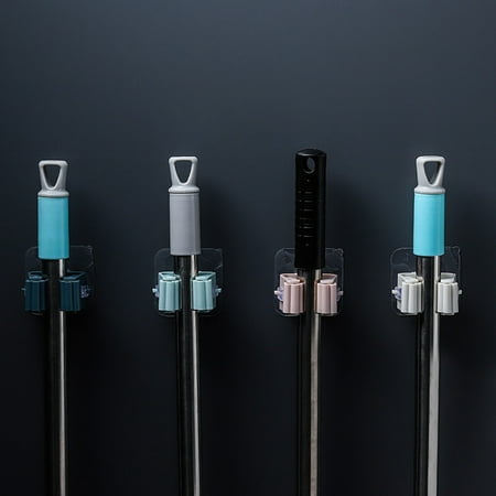 

Mop clip 4 Pcs Wall Mop Hooks Hanging Rack Powerful Traceless Broom Shelf Mop Clamp Stand Holder for Home Bathroom Accessories