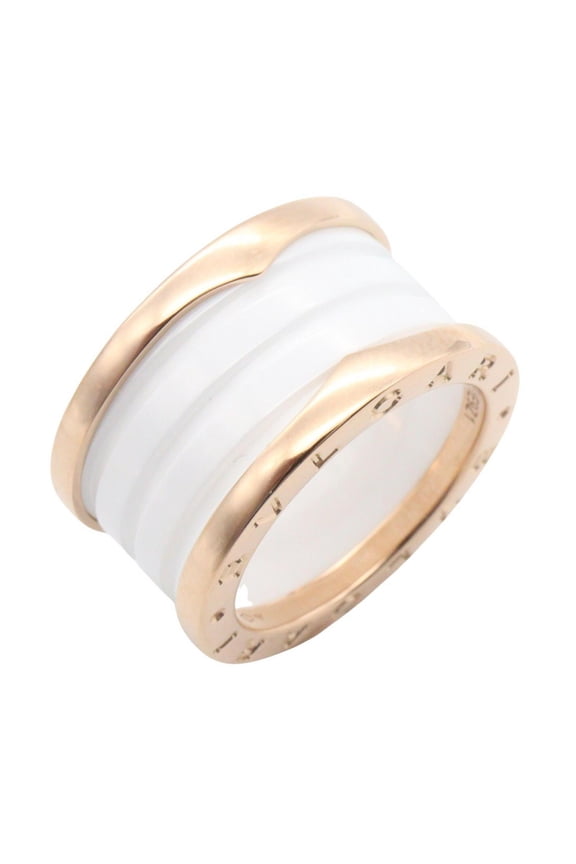 Pre-Owned BVLGARI B-zero1 Ring, 4-band ceramic ring, 18KPG (pink gold), ceramic, men's and...