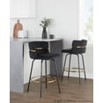 thumbnail image 3 of Cinch 26" Contemporary Fixed-Height Counter Stool with Swivel in Black Metal and Black Velvet with Round Gold Footrest by LumiSource - Set of 2, 3 of 4