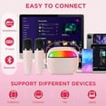 thumbnail image 5 of Kids Karaoke Machine,Portable Bluetooth Speaker with 2 Wireless Microphones,Gifts Toys for Girls 4,5,6,7,8,9,10 +Year Old Birthday Family Home Party(Pink), 5 of 9