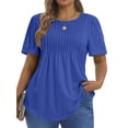 thumbnail image 2 of Fantaslook Blouses for Women Pleated Short Sleeve Tunic Tops Dressy Casual Summer Shirts, 2 of 10