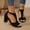 #0078-Black, variant on Xucatan Women's Peep Toe Chunky Heel Sandals, T Strap Suede Shoes with Back Zipper, Open Toe Comfortable Dress Heels, Versatile Spring Summer Party Footwear Gift