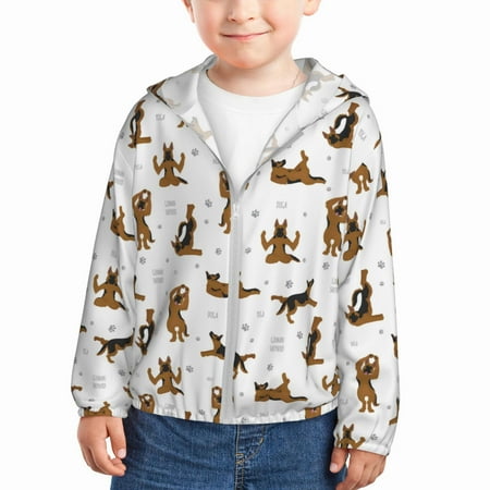 

Sun Hoodie for Kids Funny Shepherd Dog Long Sleeve Swim Fishing Shirts Sun Protection Zip Up Jacket Clothing Athletic Hoodie