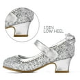thumbnail image 3 of Kushyshoo Silver Girls Dress Shoes Mary Jane Pumps with Bow 1.5in Low Heel Wedding Party Princess 11M, 3 of 4