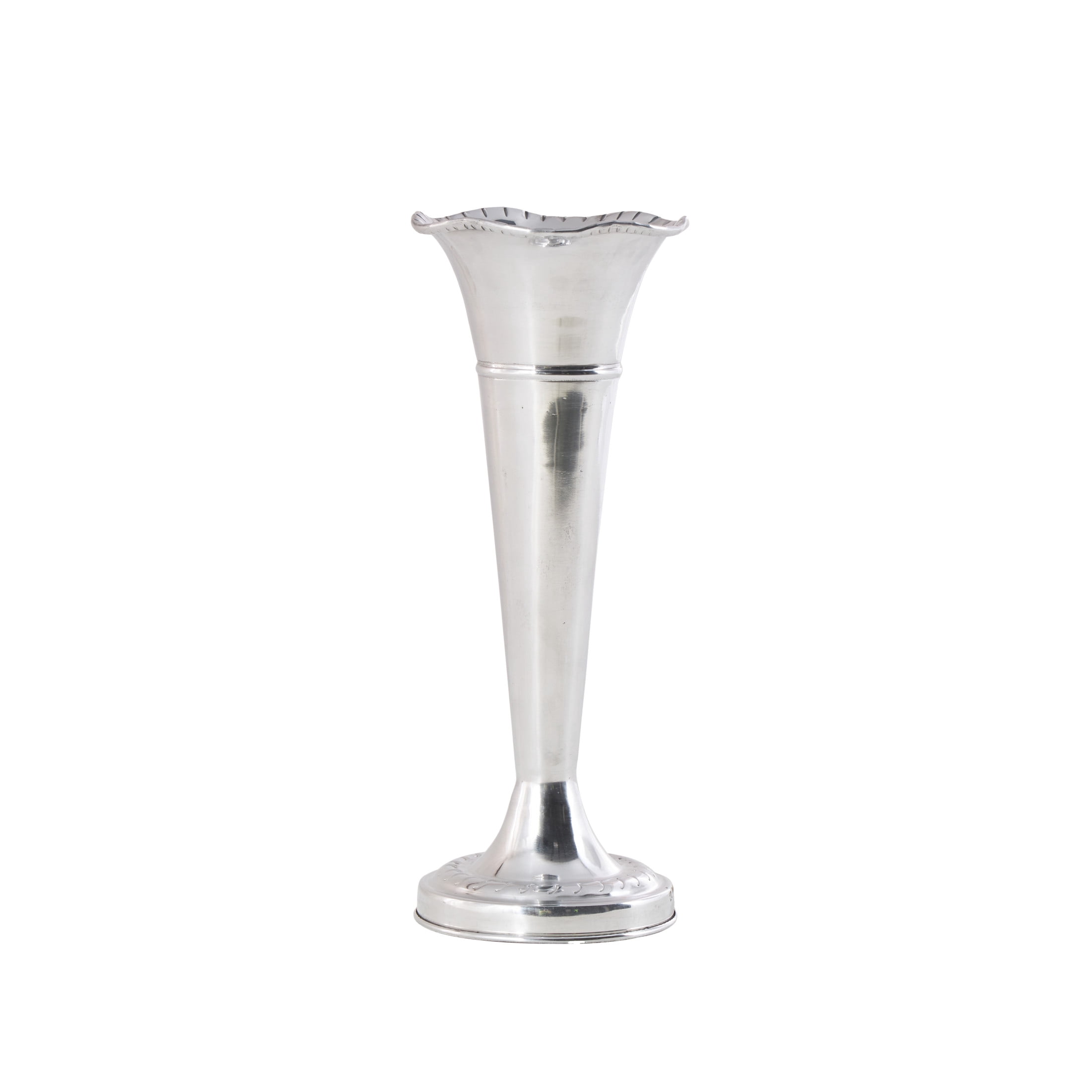 DecMode 15" Flute Shaped Silver Aluminum Metal Vase