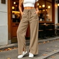 thumbnail image 4 of Levmjia Women Wide Leg Corduroy Pants High Waisted Drawstring Lounge Pants with Pockets Solid Color Casual Long Trousers, 4 of 7