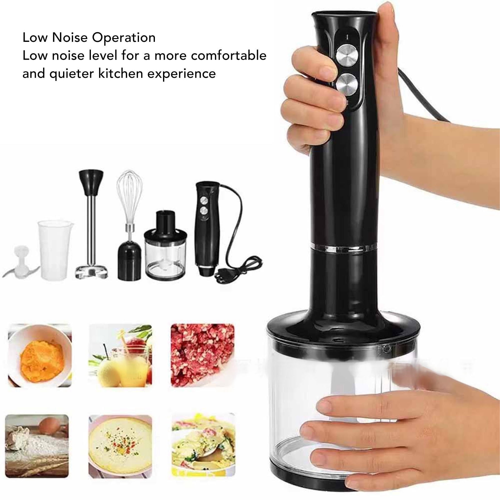 Suodoka 4‑in‑1 Handheld Food Processor & Blender – 2‑Speed High‑Power Motor, Low‑Noise, Portable Stick Design for Baby Food, Egg Mixing, Juicing & Milkshakes
